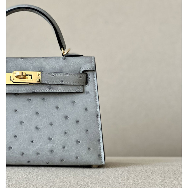 Hermes Kelly Mini HSS Epsom Gold(37), Nior(89) And Blue Saphir(73) Palladium Hardware Grey