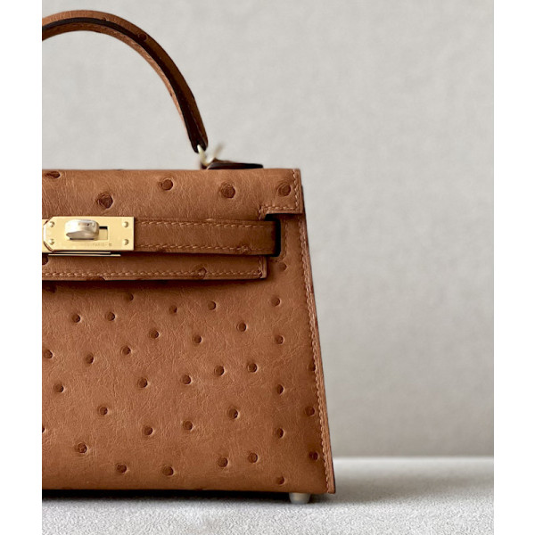 Hermes Kelly Mini HSS Epsom Gold(37) And Craie(10)Gold Hardware Brown