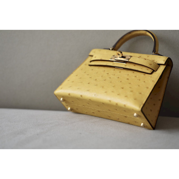 Hermes Kelly Mini HSS Epsom Ecorce(4C), Etoupe(18) And Nior(89) Gold Hardware Yellow
