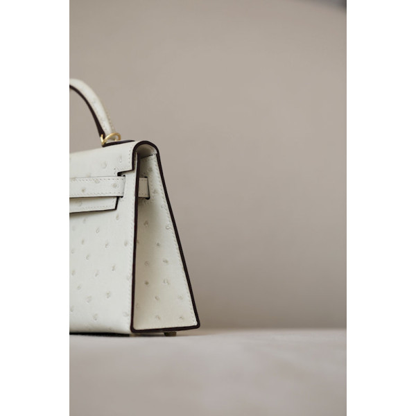 Hermes Kelly Mini HSS Epsom Gold(37) And Craie(10)Palladium Hardware White