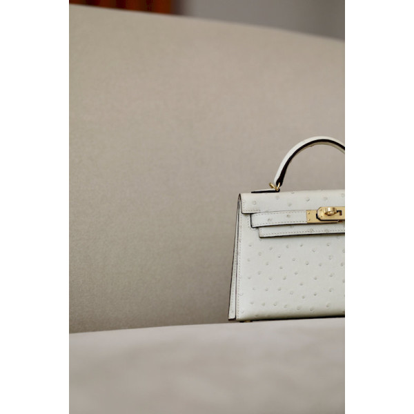 Hermes Kelly Mini HSS Epsom Gold(37) And Craie(10)Palladium Hardware White