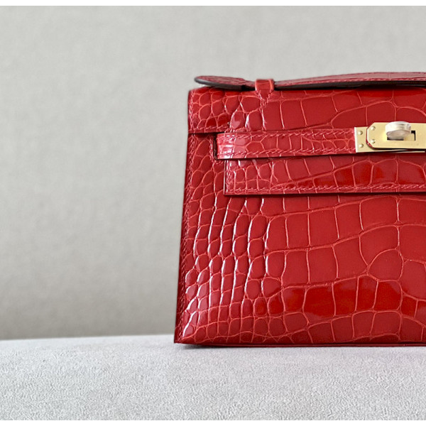 Hermes Kelly Mini HSS Epsom Trench(S2) And Gold(37)Gold Hardware Red