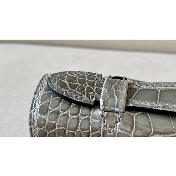 Hermes Kelly Mini Ostrich Grey Glacier (8U) Gold Hardware