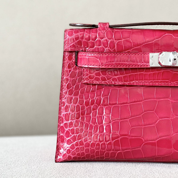 Hermes Kelly Mini Ostrich Nior (89) Gold Hardware Pink