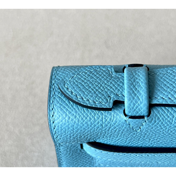 Hermes Kelly 25 Ostrich Etoupe(18) Gold Hardware Blue