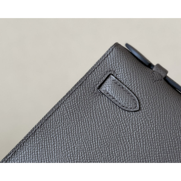 Hermes Kelly Pochette Epsom Craie (10) Gold Hardware Dark Brown