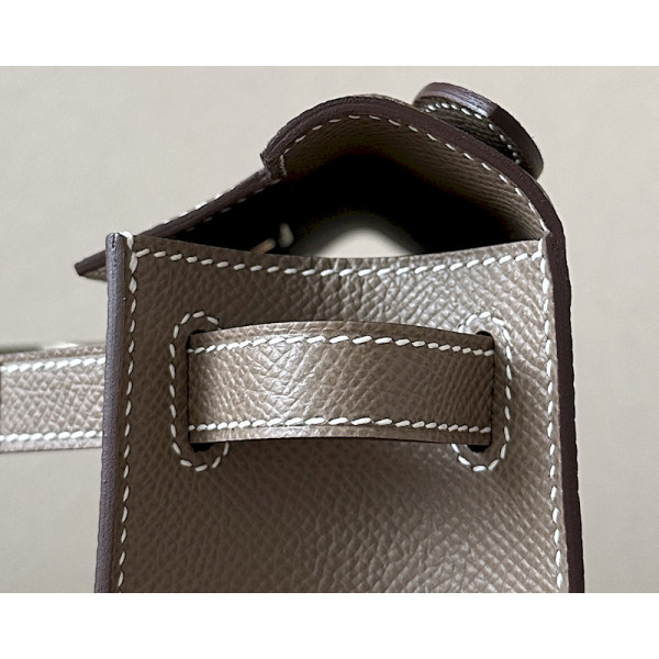 Hermes Kelly 25 Ostrich Anemone(P9) Palladium Hardware Dark Brown