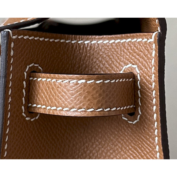 Hermes Kelly Pochette Epsom Craie (10) Palladium Hardware Brown