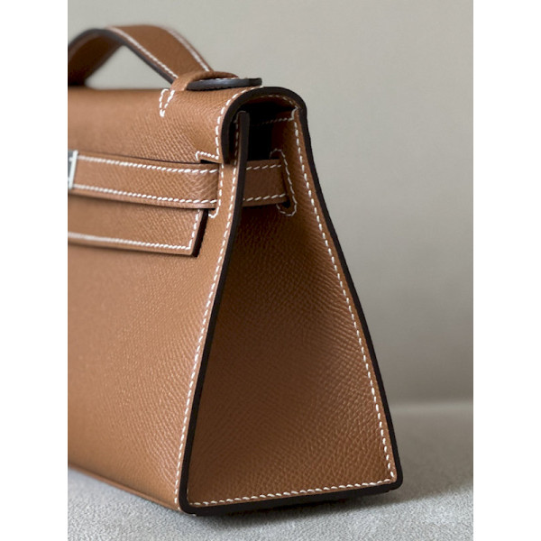 Hermes Kelly Pochette Epsom Etoupe (18) Gold Hardware Brown