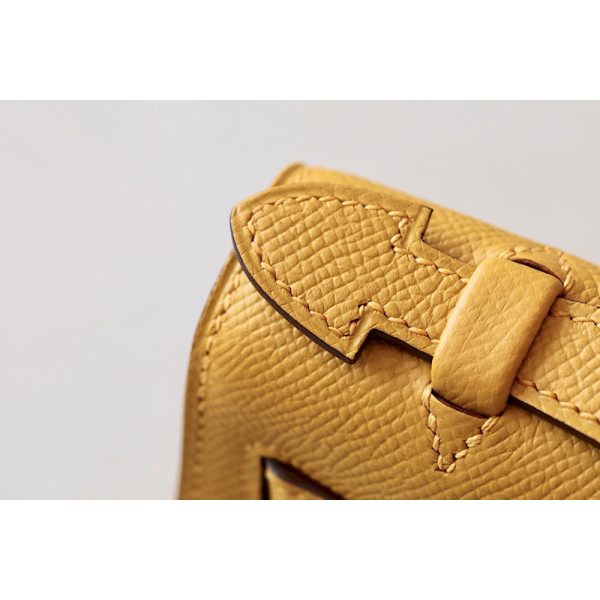 Hermes Kelly 25 Ostrich Gris Agate (82) Palladium Hardware Yellow