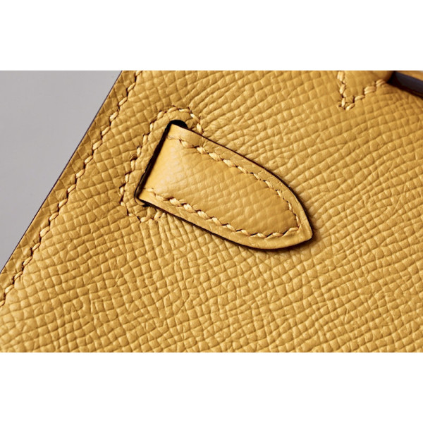 Hermes Kelly 25 Ostrich Gris Agate (82) Palladium Hardware Yellow
