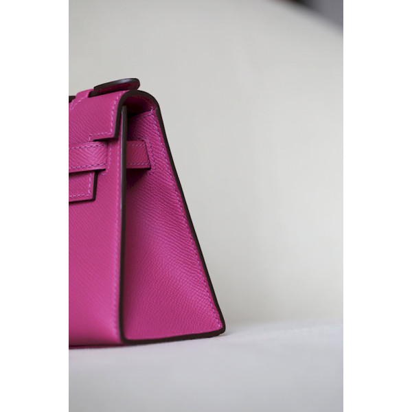 Hermes Kelly 25 Ostrich Parchemin (3C) Palladium Hardware Rose Pink
