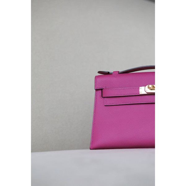 Hermes Kelly 25 Ostrich Parchemin (3C) Palladium Hardware Rose Pink