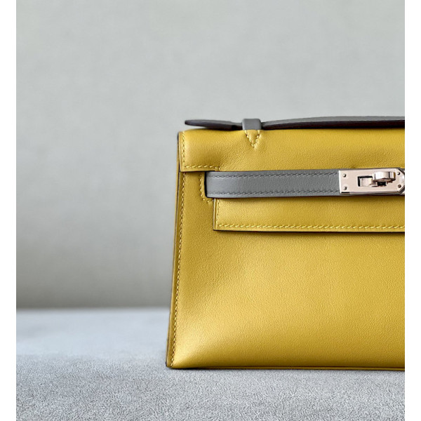 Hermes Kelly Mini HSS Epsom Nior(89) And Blanc(01)Gold Hardware Yellow