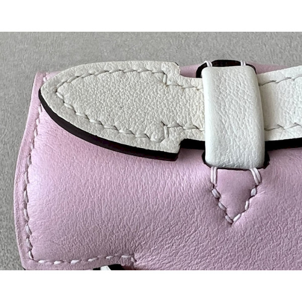 Hermes Kelly Pochette Alligator Gris Tourterelle (81) Palladium Hardware Light Pink