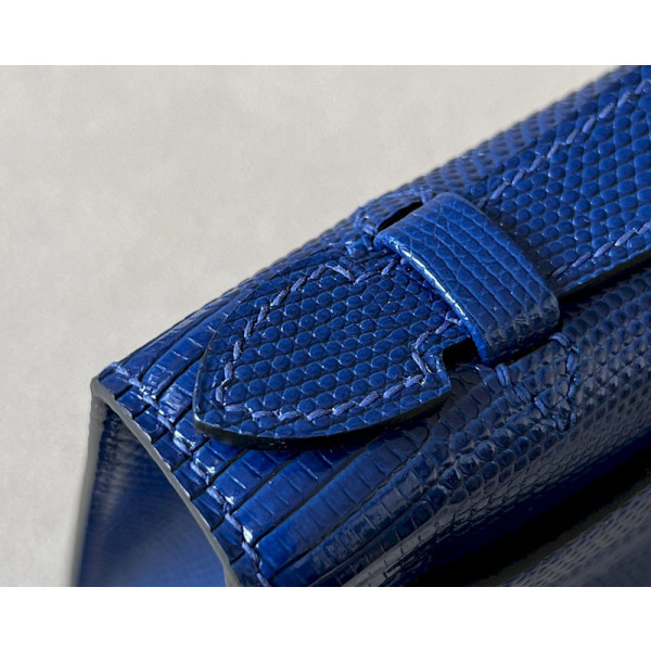 Hermes Kelly Pochette Alligator Nior (89) Gold Hardware Dark Blue