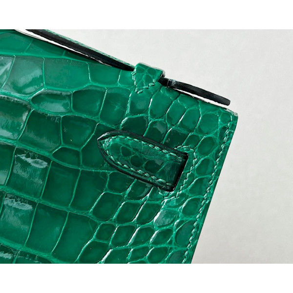 Hermes Kelly Pochette HSS Swift Beton(8L) And Rose Lipstick(U5)Gold Hardware Green