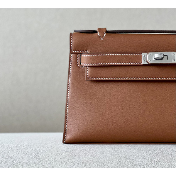 Hermes Kelly Pochette Epsom Bougainviuier (A5) Gold Hardware Brown