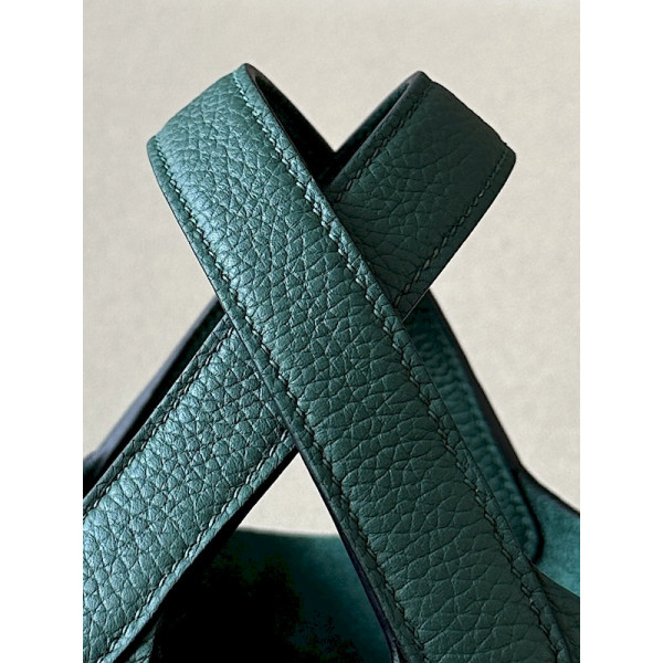 Hermes Picotin Lock 18 Clemence Zellige(I7) Palladium Hardware Dark Green