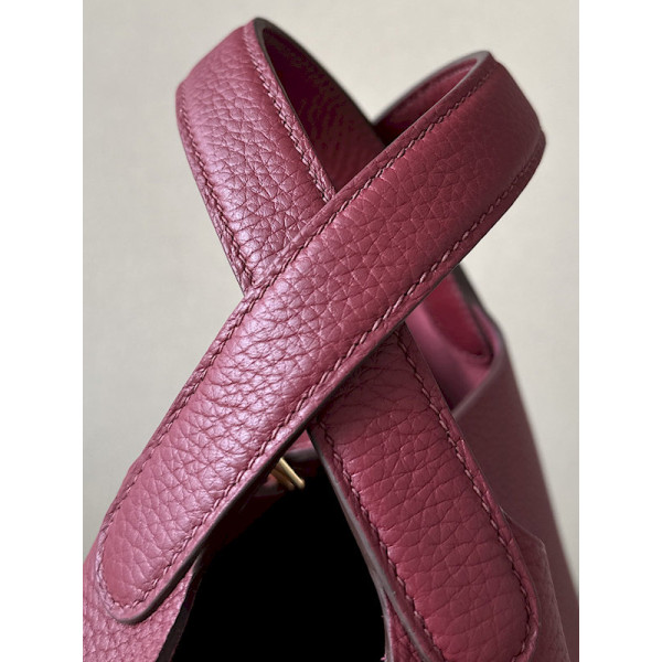 Hermes Picotin Lock 18 Clemence Mauve Pale(09) Palladium Hardware Burgundy Red