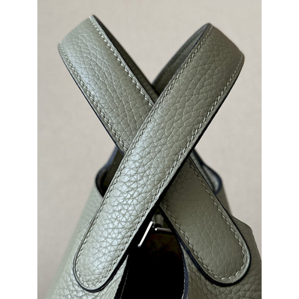 Hermes Roulis Mini HSS Evercolor Blanc (01) And Lime(9R)Palladium Hardware Olive Green