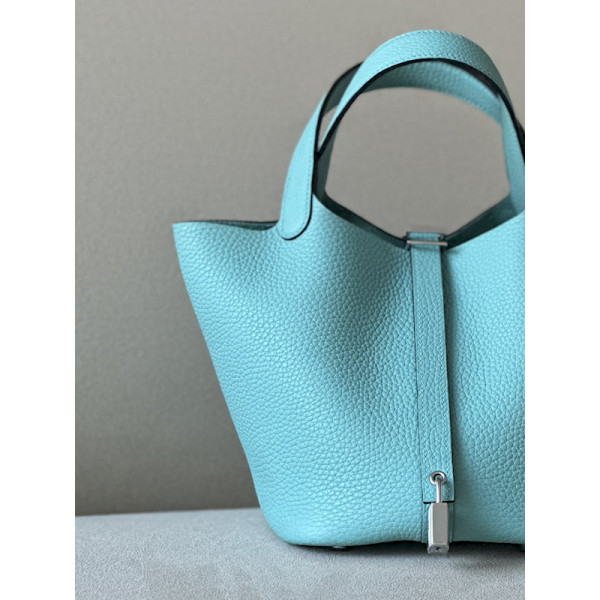 Hermes Picotin Lock 18 Clemence Beige de weimar(D0) Gold Hardware Blue