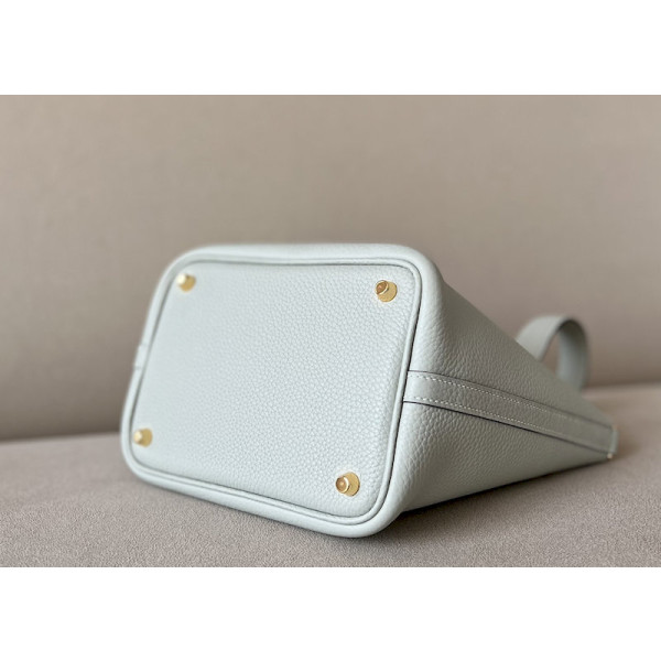 Hermes Picotin Lock 18 Clemence Bleu Hydra(T7) Gold Hardware White