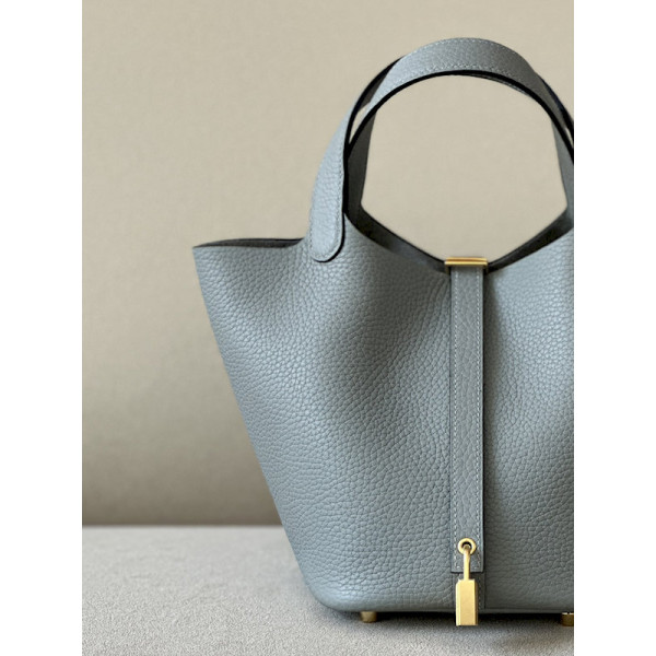 Hermes Picotin Lock 18 Clemence Atoll(3P) Palladium Hardware Grey