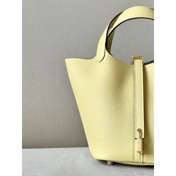 Hermes Picotin Lock 18 Clemence Jean(75) Palladium Hardware Yellow