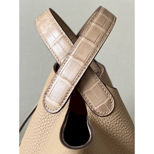 Hermes Picotin Lock 18 Clemence Alezan(3G) Gold Hardware Dark Beige