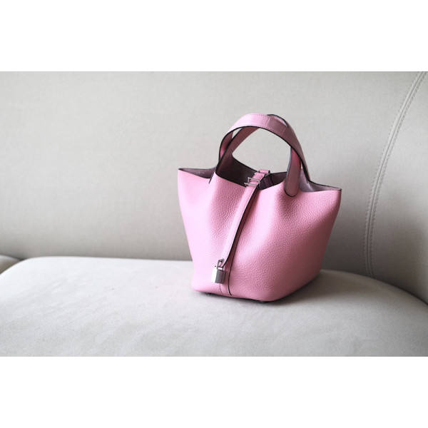 Hermes Picotin Lock 18 Clemence Sauge (Q1 ) Palladium Hardware Pink