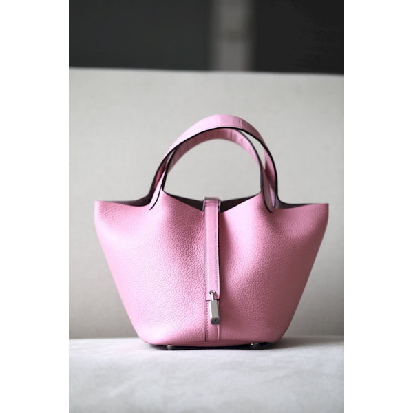 Hermes Picotin Lock 18 Clemence Sauge (Q1 ) Palladium Hardware Pink