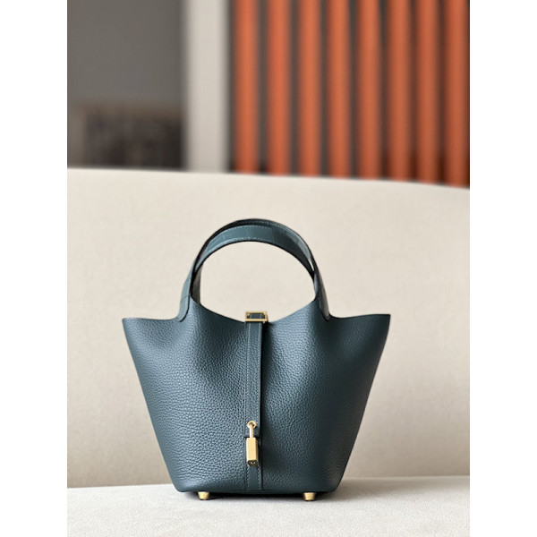 Hermes Picotin Lock HSS 18 Clemence Marfa(8Q), New (0U) and Macassar(3S) Palladium Hardware Black