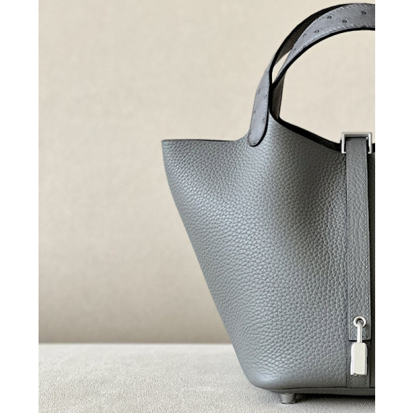 Hermes Picotin Lock 18 Clemence Rouge Grenade(K1) Palladium Hardware Dark Brown