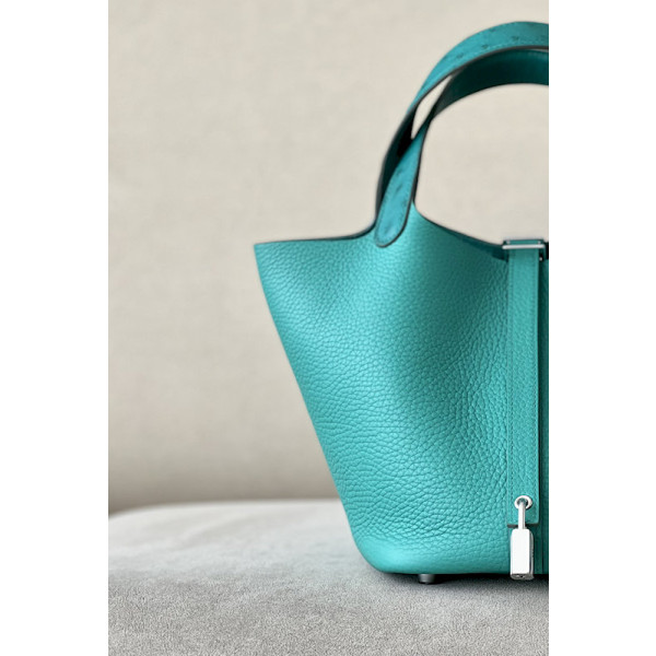 Hermes Picotin Lock 18 Clemence Alezan(3G) Palladium Hardware Blue