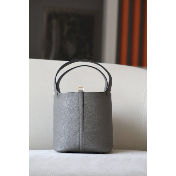 Hermes Picotin Lock 18 Clemence Sesame(2S) Palladium Hardware Dark Brown
