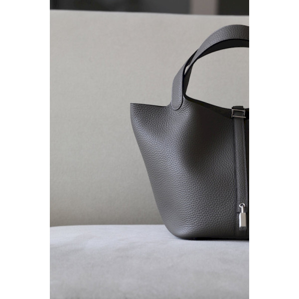Hermes Picotin Lock 18 Clemence Toffee(1H) Gold Hardware Dark Brown