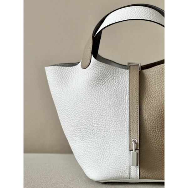 Hermes Picotin Lock 18 Epsom Mauve Sylvestre(X9) Gold Hardware Beige