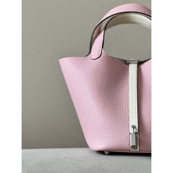 Hermes Picotin Lock 22 Clemence Rose Extreme(I6) Palladium Hardware Pink