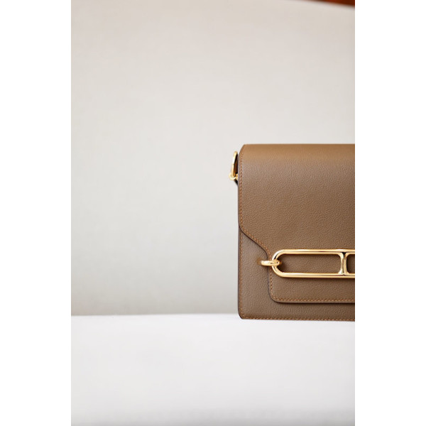 Hermes Roulis Mini Evercolor Gris Asphalte (M8) Palladium Hardware Brown