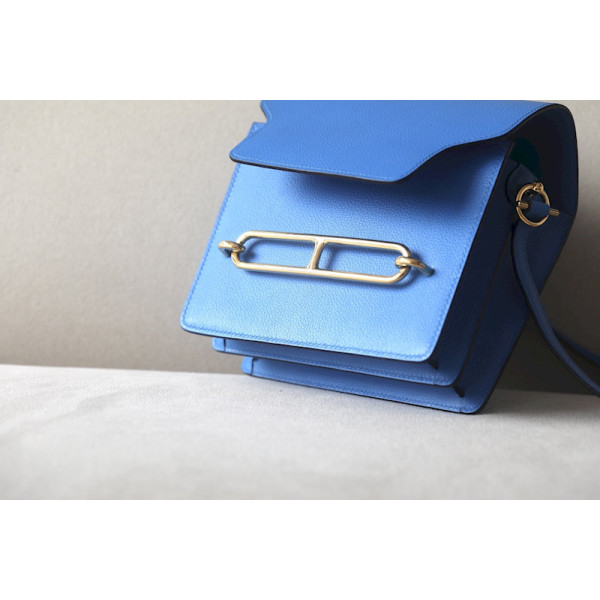 Hermes Roulis Mini Evercolor Rouge de Coeur (S3) Gold Hardware Blue