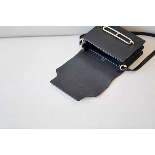 Hermes Roulis Mini Lizard Ombre (1B) Palladium Hardware Black