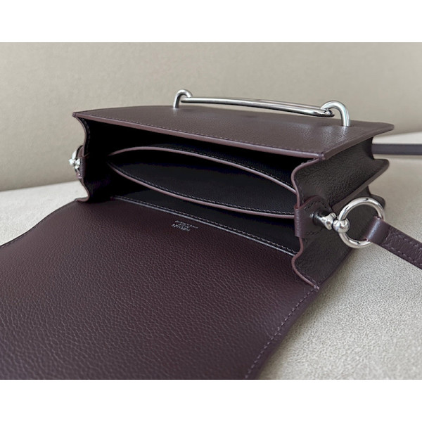 Hermes Roulis Mini Evercolor Rose D&acirc;ete (K4) Palladium Hardware Dark Brown