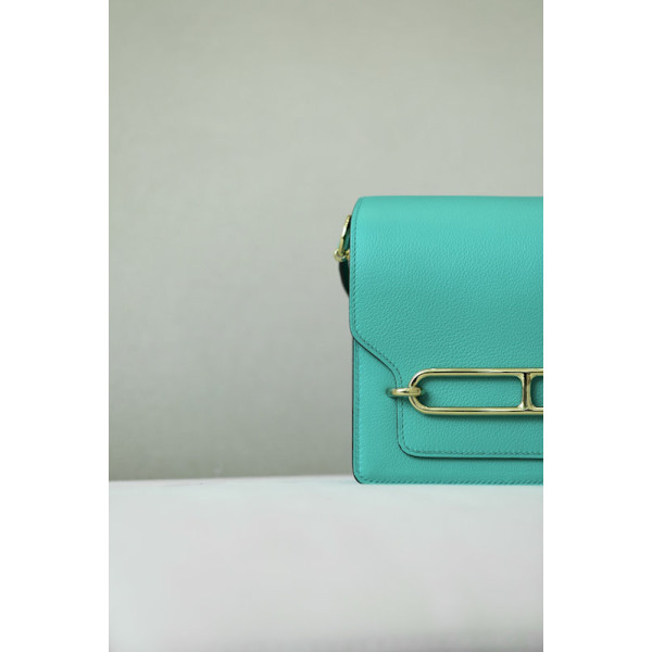 Hermes Roulis Mini Evercolor Beton (8L) Gold Hardware Green