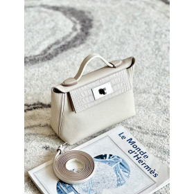 Hermes Kelly Mini Epsom Rose Confetti (1Q) Palladium Hardware Beige