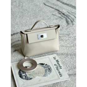 Hermes Kelly Mini HSS Ostrich Beton(8L) And Gris Asphalte(M8)Palladium Hardware Beige
