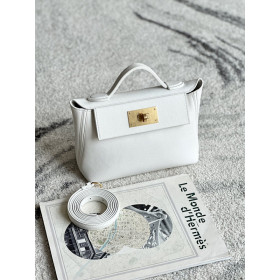 Hermes Kelly Mini Lizard Ombre (1B) Palladium Hardware White