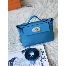 Hermes Jypsiere Mini Swift Noir(89) Palladium Hardware Blue