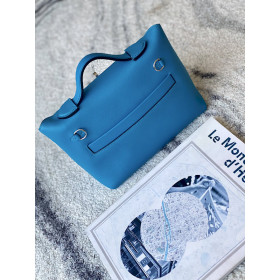 Hermes Jypsiere Mini Swift Noir(89) Palladium Hardware Blue
