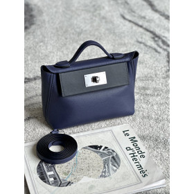 Hermes Kelly Mini Ostrich Rose Bubblegum (L4) Hardware Dark Blue